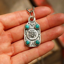 Load image into Gallery viewer, Thunderbird + Cloud Mountain Turquoise Dog Tag Necklace