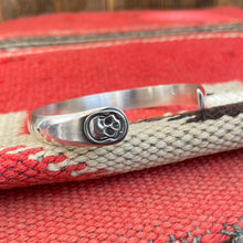 Load image into Gallery viewer, Sterling Silver Skull Crescent Cuff (6” - 6.5”)