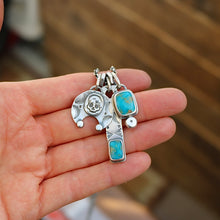 Load image into Gallery viewer, Bandits Mine turquoise Bar Pendant + Skull Naja Reworked Necklace