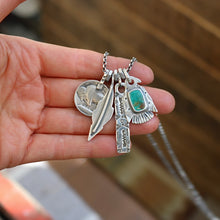 Load image into Gallery viewer, Royston turquoise Thunderbird + Feather Reworked Necklace