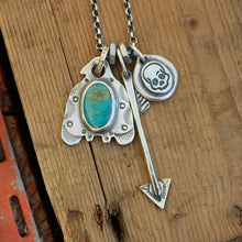 Load image into Gallery viewer, Royston turquoise Thunderbird + Arrow Reworked Necklace