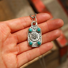 Load image into Gallery viewer, Thunderbird + Cloud Mountain Turquoise Dog Tag Necklace
