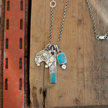 Load image into Gallery viewer, Bandits Mine turquoise Bar Pendant + Skull Naja Reworked Necklace