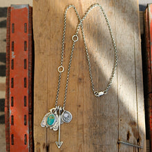 Load image into Gallery viewer, Royston turquoise Thunderbird + Arrow Reworked Necklace
