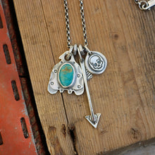 Load image into Gallery viewer, Royston turquoise Thunderbird + Arrow Reworked Necklace