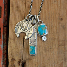 Load image into Gallery viewer, Bandits Mine turquoise Bar Pendant + Skull Naja Reworked Necklace