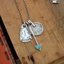 Load image into Gallery viewer, Nacozari turquoise Arrow + Thunderbird Reworked Necklace