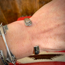 Load image into Gallery viewer, Sterling Silver Skull Crescent Cuff (6” - 6.5”)