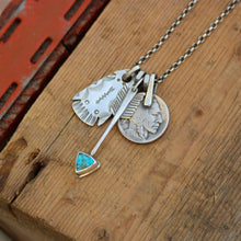 Load image into Gallery viewer, Nacozari turquoise Arrow + Thunderbird Reworked Necklace