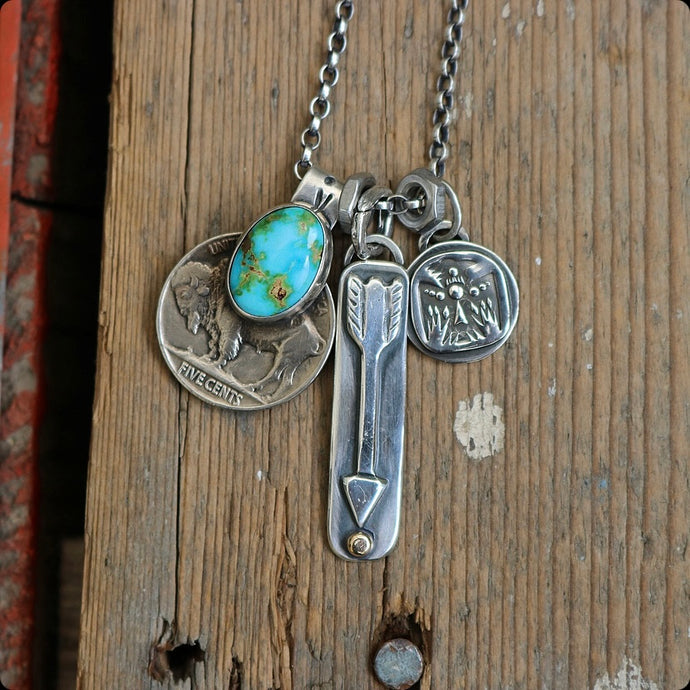 Sonoran Mountain turquoise  + 1930s Nickel Reworked Necklace