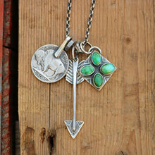 Load image into Gallery viewer, Sonoran Mountain turquoise Pendant + Buffalo Nickel Reworked Necklace