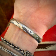 Load image into Gallery viewer, Sterling Silver Skull Crescent Cuff (6” - 6.5”)