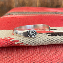 Load image into Gallery viewer, Sterling Silver Skull Crescent Cuff (6” - 6.5”)