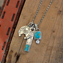 Load image into Gallery viewer, Bandits Mine turquoise Bar Pendant + Skull Naja Reworked Necklace