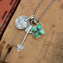 Load image into Gallery viewer, Sonoran Mountain turquoise Pendant + Buffalo Nickel Reworked Necklace