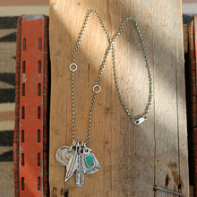 Load image into Gallery viewer, Royston turquoise Thunderbird + Feather Reworked Necklace