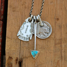 Load image into Gallery viewer, Nacozari turquoise Arrow + Thunderbird Reworked Necklace