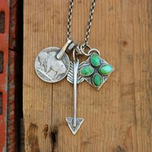 Load image into Gallery viewer, Sonoran Mountain turquoise Pendant + Buffalo Nickel Reworked Necklace