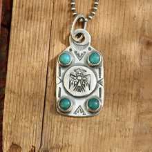 Load image into Gallery viewer, Thunderbird + Cloud Mountain Turquoise Dog Tag Necklace