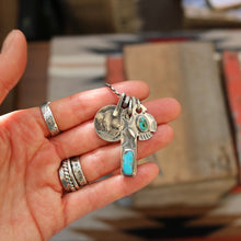 Load image into Gallery viewer, Sonoran Mountain turquoise Thunderbird + Nacozari turquoise Bar Pendant Reworked Necklace