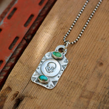 Load image into Gallery viewer, Sonoran Mountain Turquoise + Skull Dog Tag Necklace