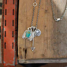 Load image into Gallery viewer, Royston turquoise Thunderbird + Arrow Reworked Necklace