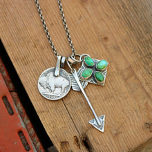 Load image into Gallery viewer, Sonoran Mountain turquoise Pendant + Buffalo Nickel Reworked Necklace