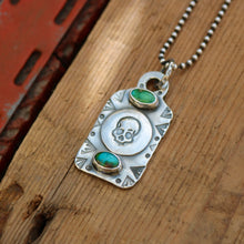 Load image into Gallery viewer, Sonoran Mountain Turquoise + Skull Dog Tag Necklace