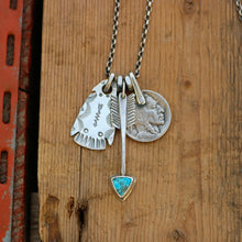 Load image into Gallery viewer, Nacozari turquoise Arrow + Thunderbird Reworked Necklace