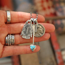 Load image into Gallery viewer, Nacozari turquoise Arrow + Thunderbird Reworked Necklace