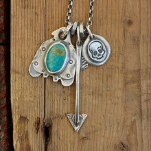 Load image into Gallery viewer, Royston turquoise Thunderbird + Arrow Reworked Necklace