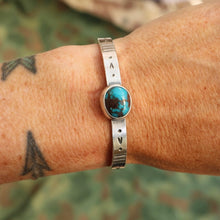 Load image into Gallery viewer, Sterling silver + Egyptian Turquoise cuff - 6.5”