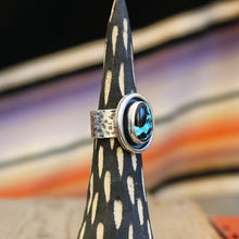 Load image into Gallery viewer, Hubei Cloud Mountain Turquoise + Sterling Shadowbox Ring
