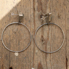 Load image into Gallery viewer, Kingman Turquoise + Sterling Silver Hoop Post Earrings