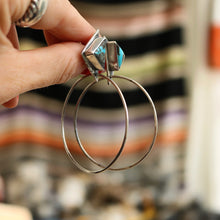 Load image into Gallery viewer, Kingman Turquoise + Sterling Silver Hoop Post Earrings