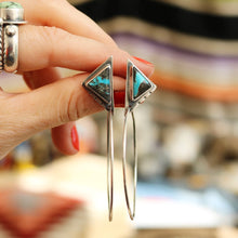 Load image into Gallery viewer, Kingman Turquoise + Sterling Silver Hoop Post Earrings