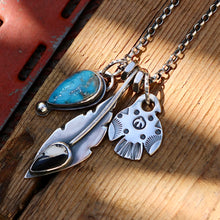 Load image into Gallery viewer, White Buffalo Feather Pendant + Sierra Bella Turquoise Pendant Reworked Necklace
