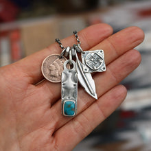 Load image into Gallery viewer, Bandits Mine turquoise bar pendant + thunderbird Reworked Necklace