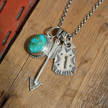 Load image into Gallery viewer, Sonoran Mountain turquoise Pendant + Sterling Silver Thunderbird Reworked Necklace