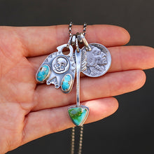 Load image into Gallery viewer, Sierra Bella Turquoise Thunderbird + Sonoran Mountain turquoise Arrow Pendant Reworked Necklace