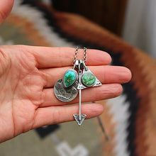 Load image into Gallery viewer, Sonoran Mountain turquoise Triangle Pendant + Nickel Reworked Necklace