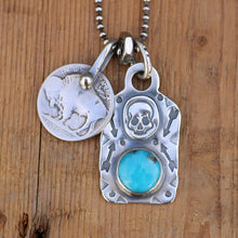 Load image into Gallery viewer, Nacozari Turquoise + Sterling Silver Skull Dog Tag Necklace