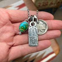 Load image into Gallery viewer, Sonoran Mountain turquoise Pendant + Thunderbird Bar Pendant Reworked Necklace