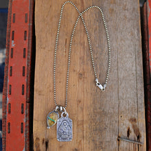 Load image into Gallery viewer, Sterling Silver Thunderbird Dog Tag + Royston Ribbon Turquoise Necklace