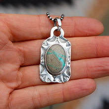 Load image into Gallery viewer, Carico Lake Turquoise + Sterling Silver Dog Tag Necklace