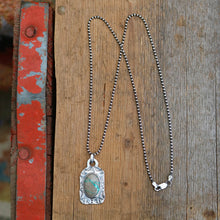 Load image into Gallery viewer, Carico Lake Turquoise + Sterling Silver Dog Tag Necklace