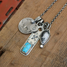 Load image into Gallery viewer, Sierra Bella turquoise Bar Pendant + White Buffalo Pendant Reworked Necklace