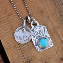 Load image into Gallery viewer, Nacozari Turquoise + Sterling Silver Skull Dog Tag Necklace