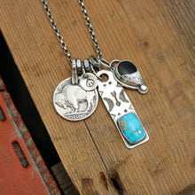 Load image into Gallery viewer, Sierra Bella turquoise Bar Pendant + White Buffalo Pendant Reworked Necklace