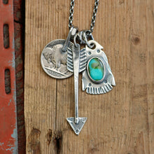 Load image into Gallery viewer, Sonoran Mountain turquoise Thunderbird + Arrow Reworked Necklace